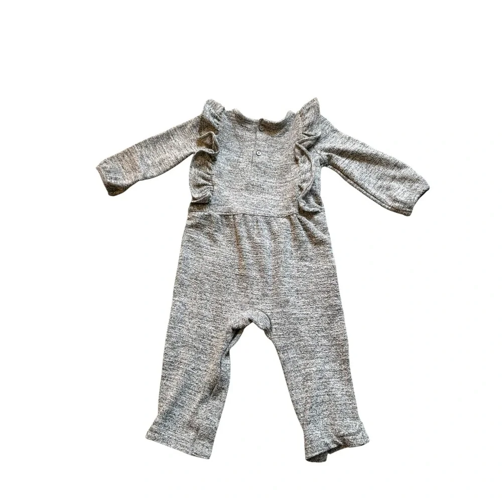 Carter's Just One You Gray Ruffle Long Sleeve Romper Jumpsuit‎ 12M